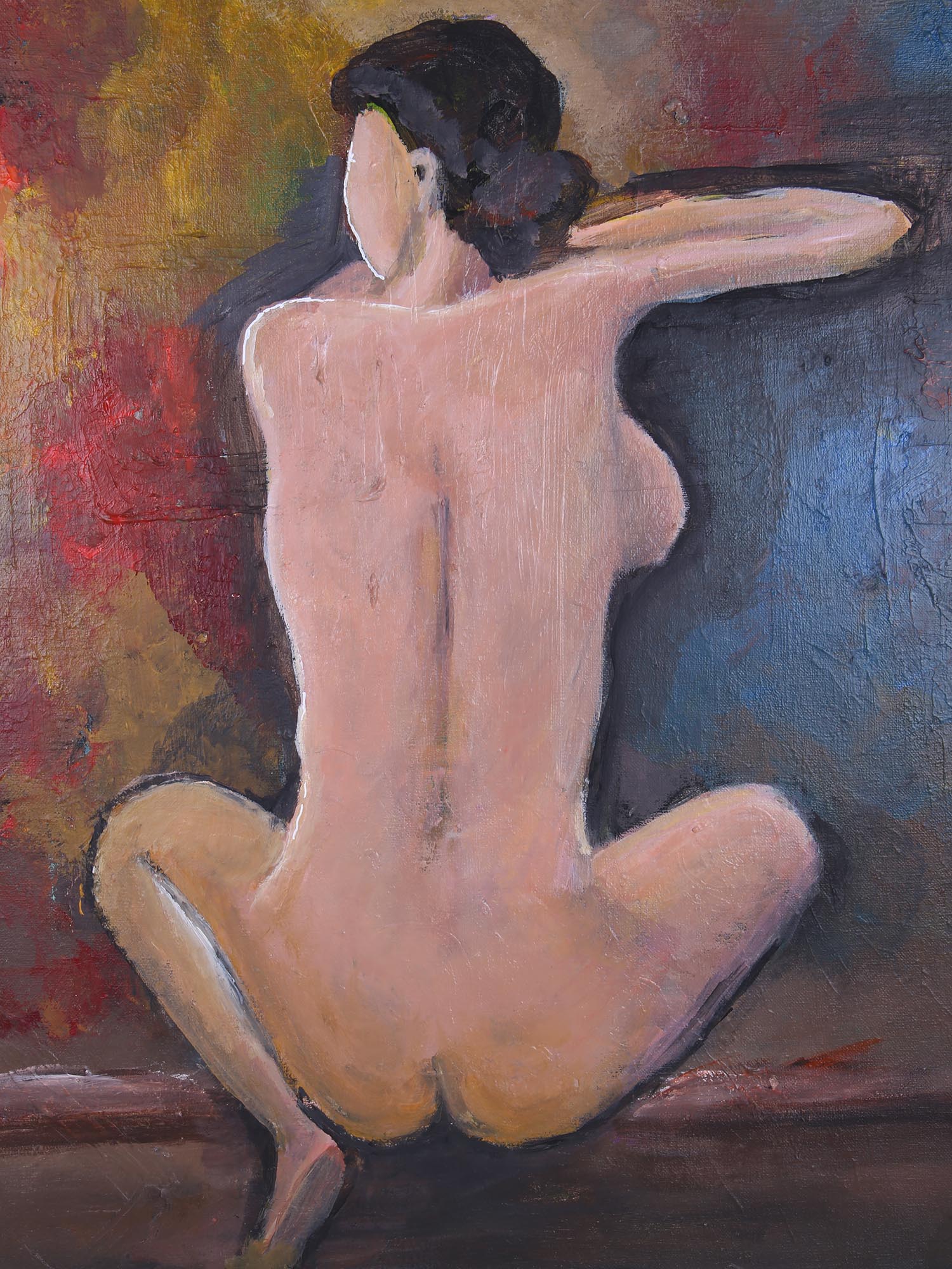 OIL PAINTING NUDE FEMALE PORTRAIT SIGNED ERIC LEE PIC-1